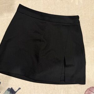 OAK + FORT Black A-Line Mini Skirt with Slit